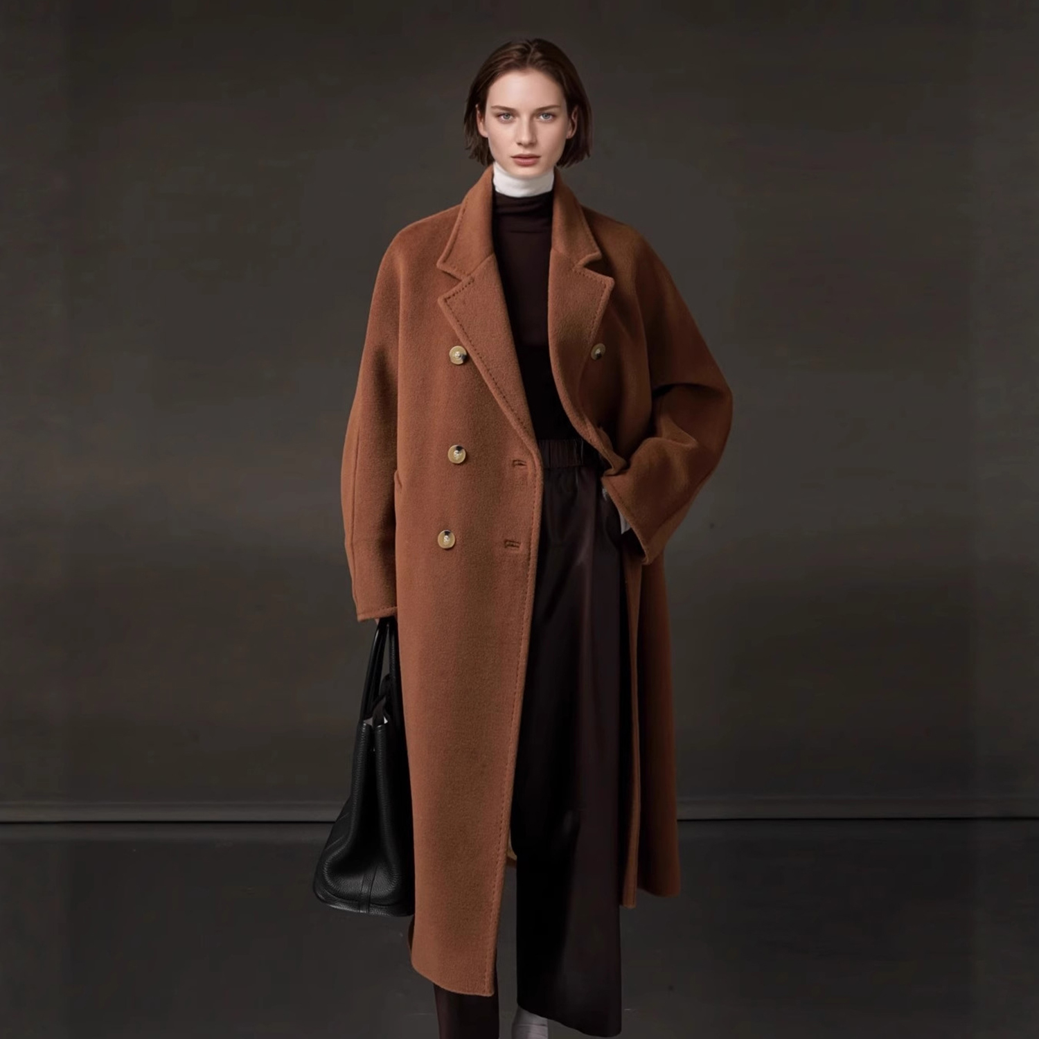 Double Breasted Blazer - Allingentle Women's Long Blazer Woolen Fashion