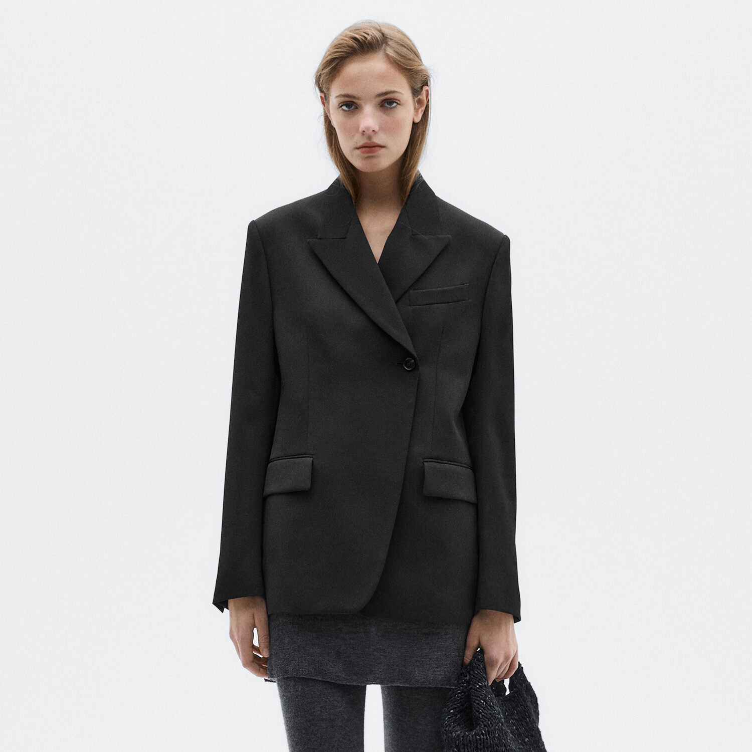 Double Breasted Blazer - Allingentle Black Woolen Women Blazer Elegant