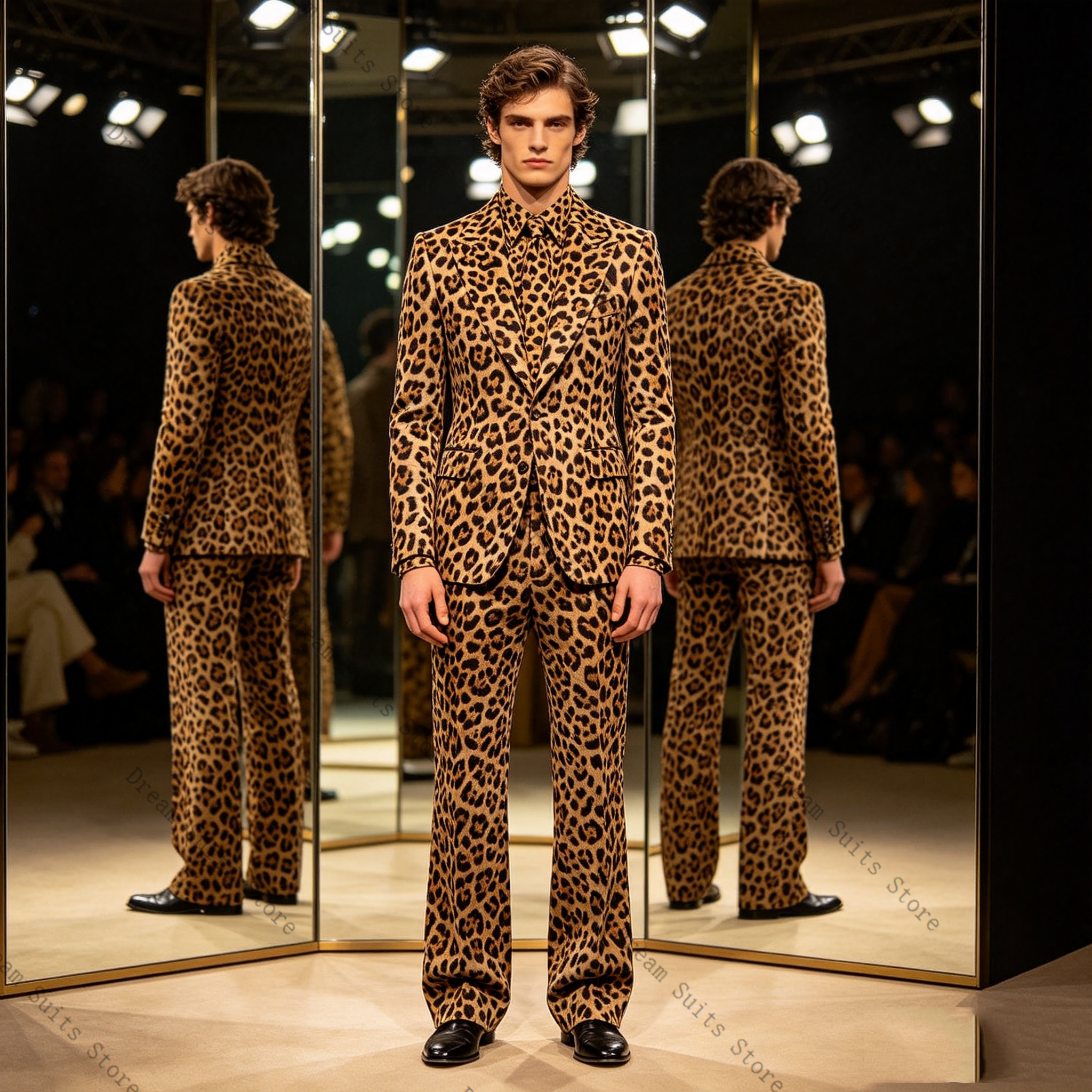 Men Formal Wear Brown - Leopard Print Men Suit Set 2