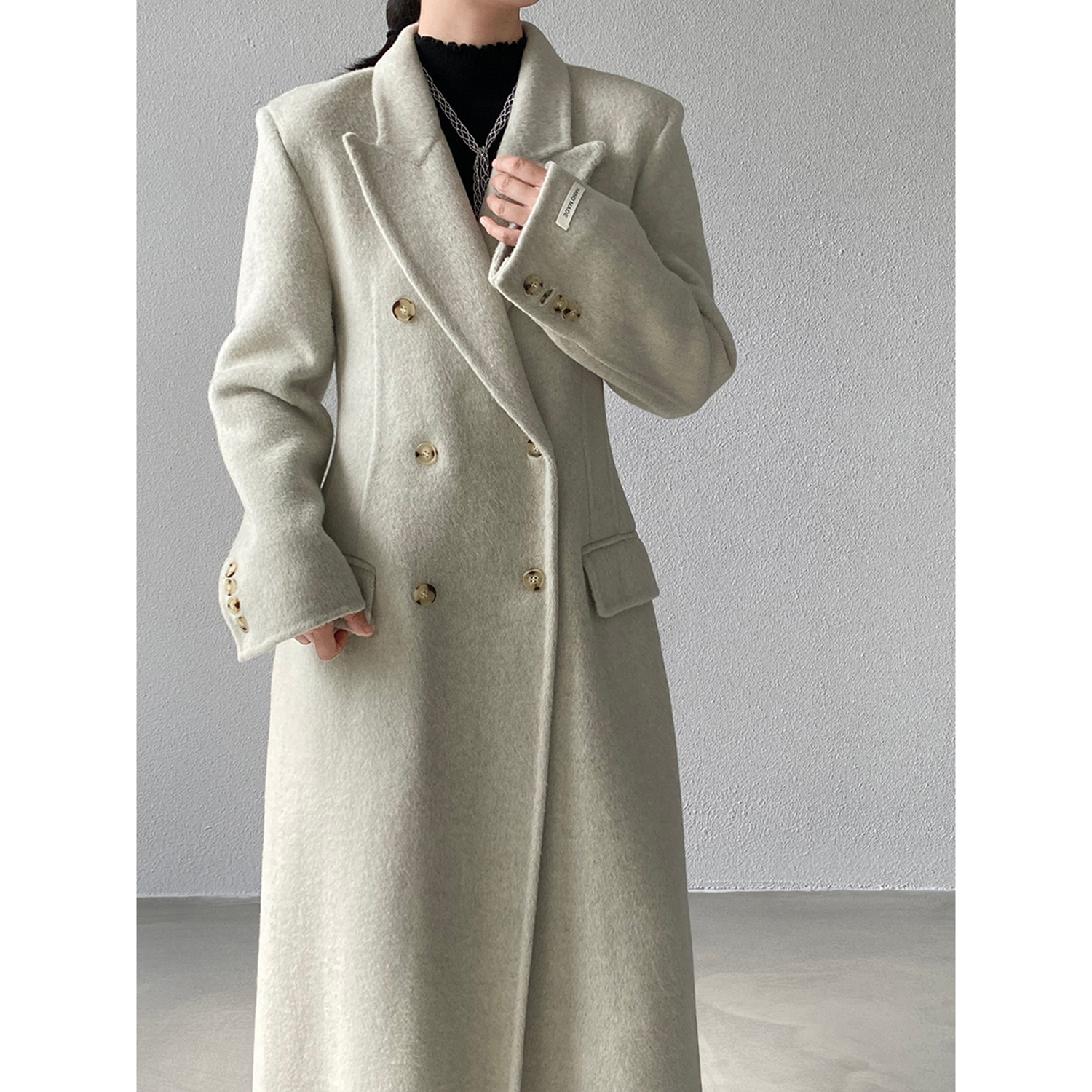 Double Breasted Blazer - Allingentle Luxury Women's Long Blazer Woolen