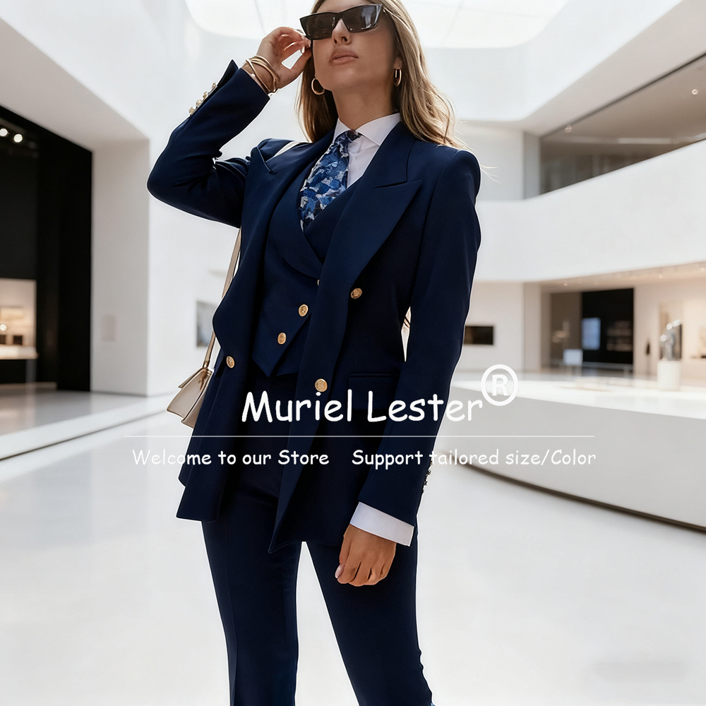 Elegant Blue Women's Suits Dou – Double Breasted Blazer recenzja i cena