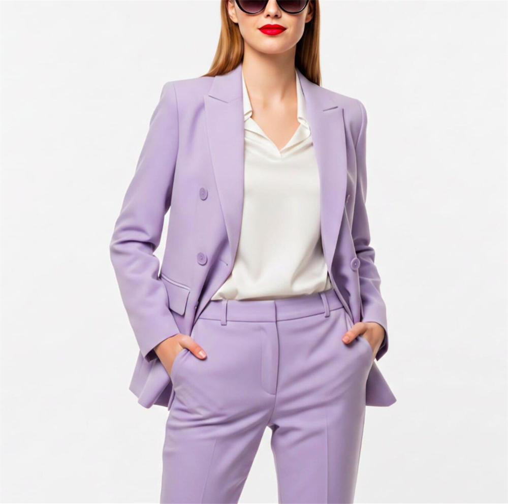 Modern Women's Suits 2 Pcs Lav – Double Breasted Blazer recenzja i cena