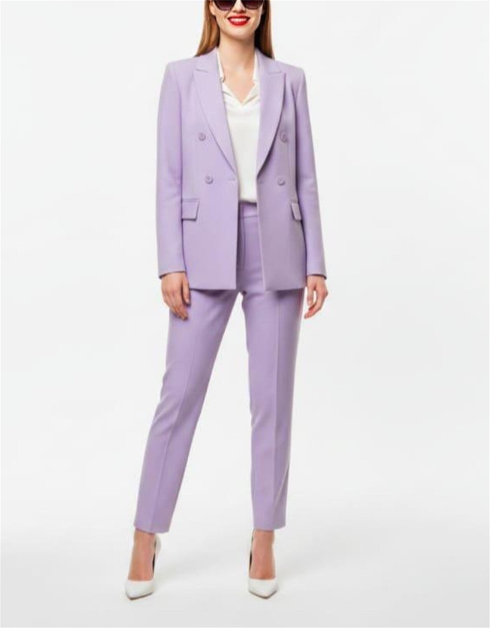 Modern Women's Suits 2 Pcs Lav – Double Breasted Blazer recenzja i cena