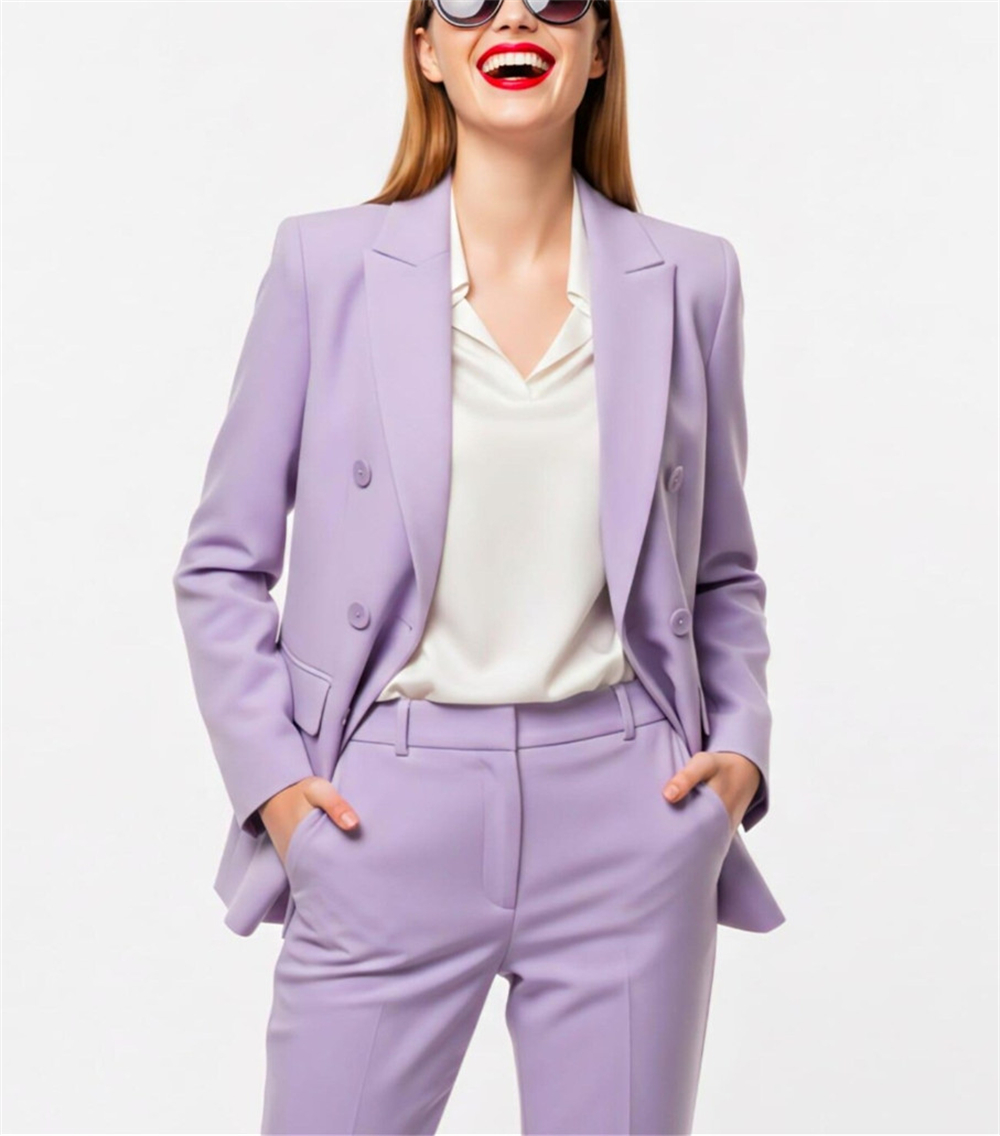 Modern Women's Suits 2 Pcs Lav – Double Breasted Blazer recenzja i cena