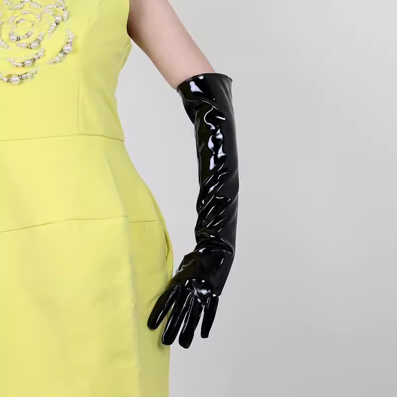 Women's Fashion Patent Black P – Formal Glove Leather recenzja i cena