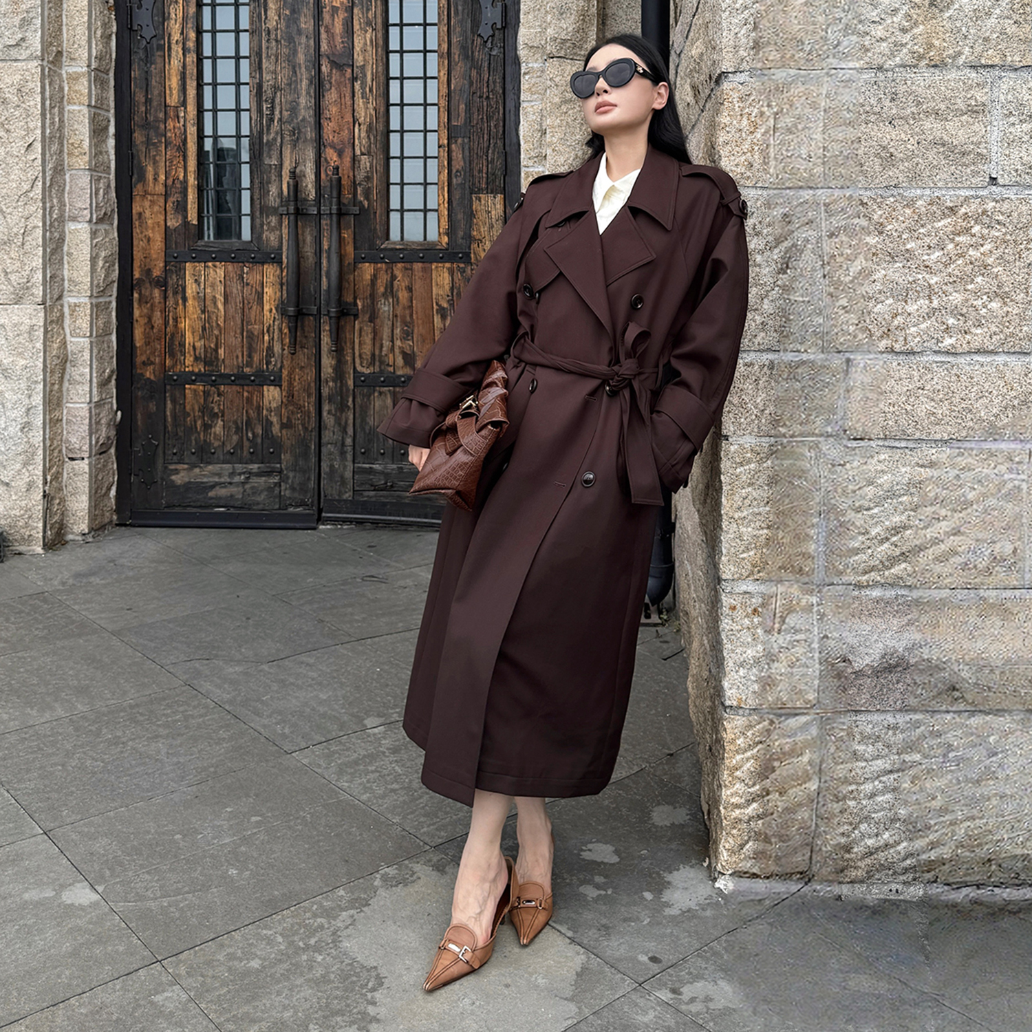 Allingentle Khaki Women Long B – Double Breasted Blazer recenzja i cena