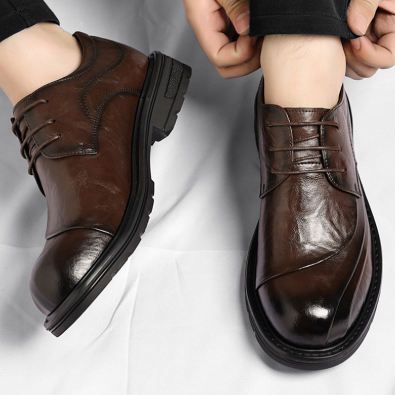 Brown Burnished Genuine Leathe – Men Formal Wear Brown recenzja i cena