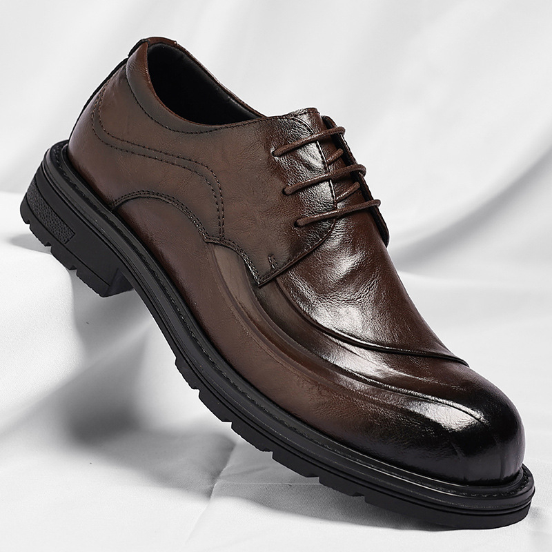 Brown Burnished Genuine Leathe – Men Formal Wear Brown recenzja i cena