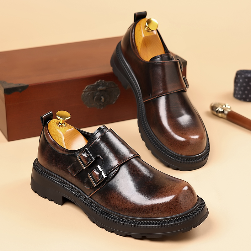 Retro Brown Men's Leather Casu – Men Formal Wear Brown recenzja i cena