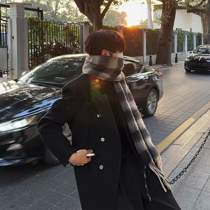 Korean Inspired Men's Wool Ove – Men'S Formal Wear In Winter recenzja i cena