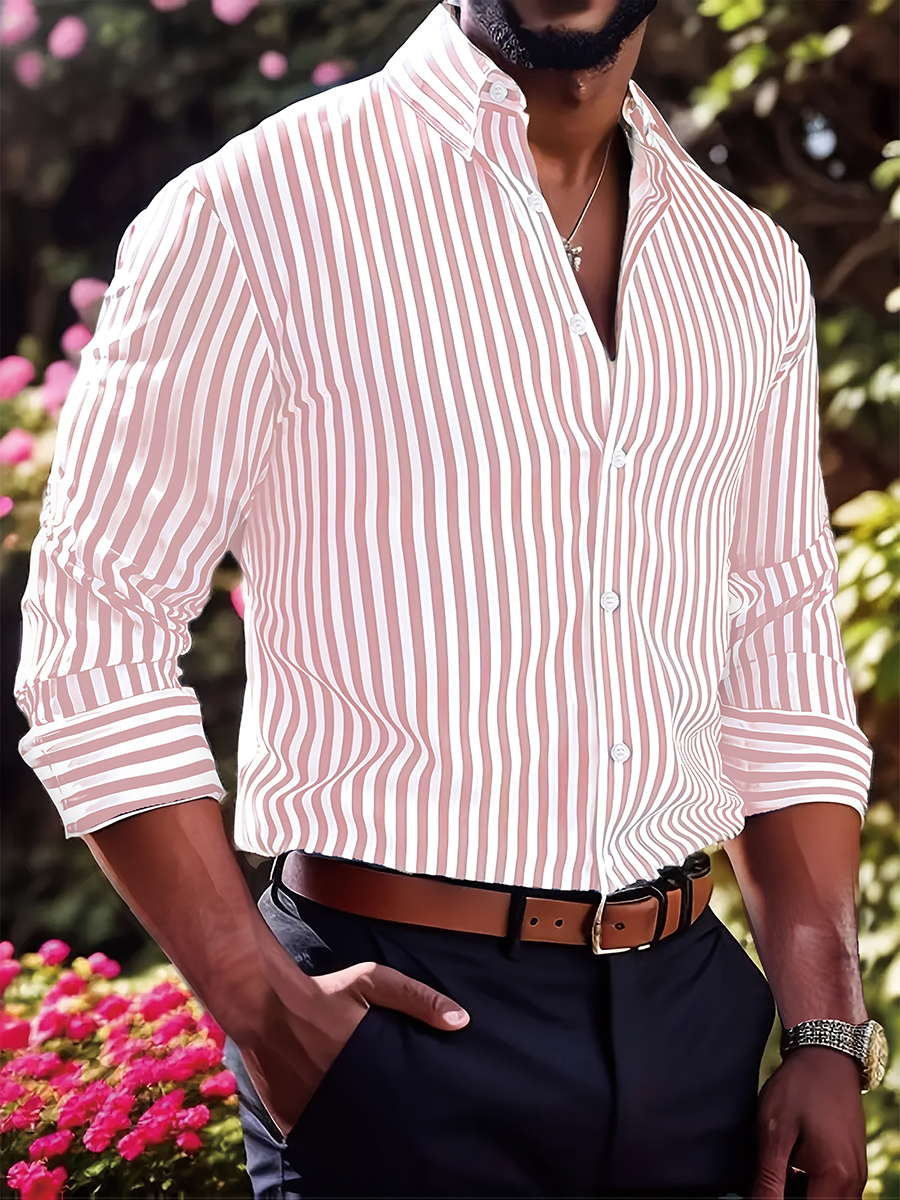 Men's long sleeved striped shi – Men'S Formal Wear In Winter recenzja i cena