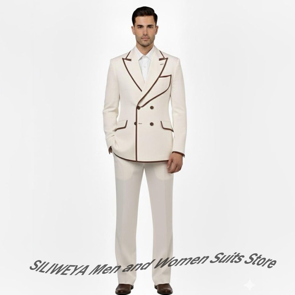 Stylish Men's Double-Breasted  – Men Formal Wear Brown recenzja i cena