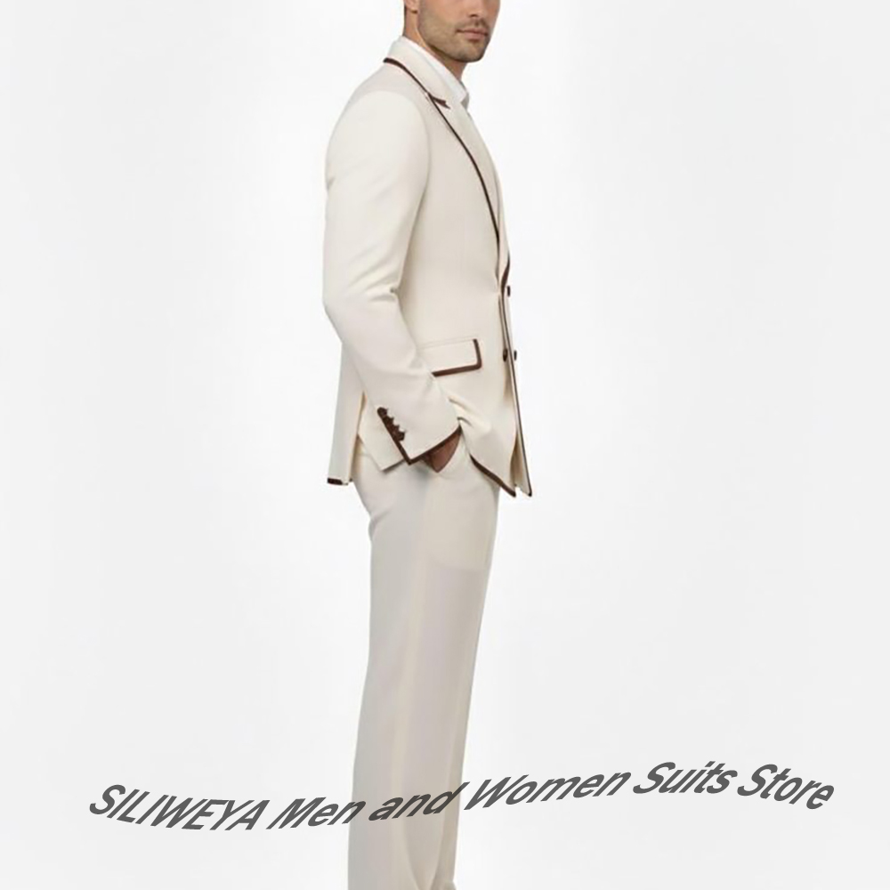 Stylish Men's Double-Breasted  – Men Formal Wear Brown recenzja i cena