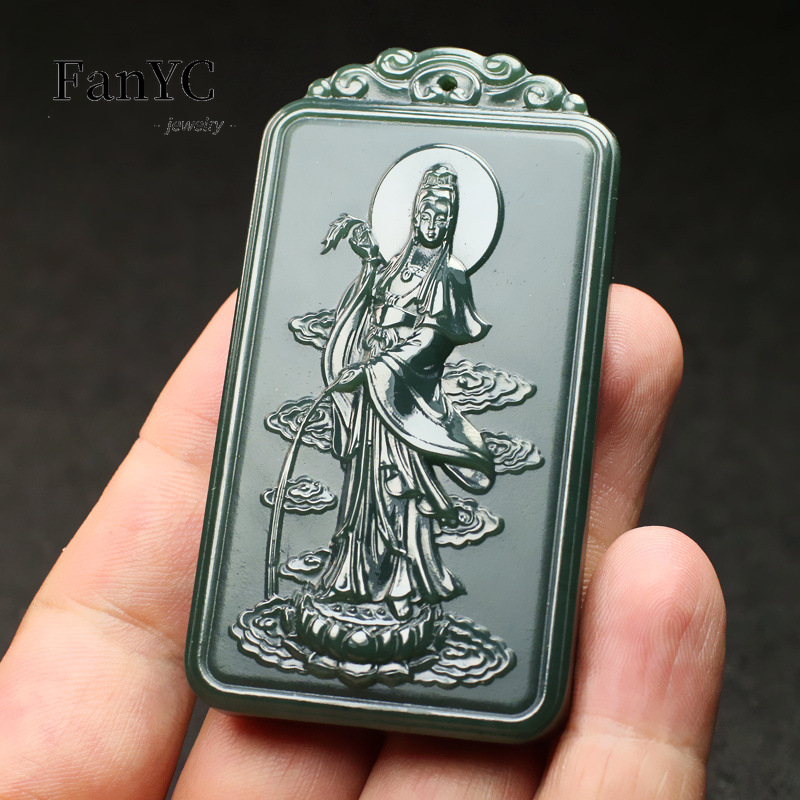 Natural Hetian Jade Qingyu Gua – Men'S Ethnic & Formal Designer Wear Studio S recenzja i cena