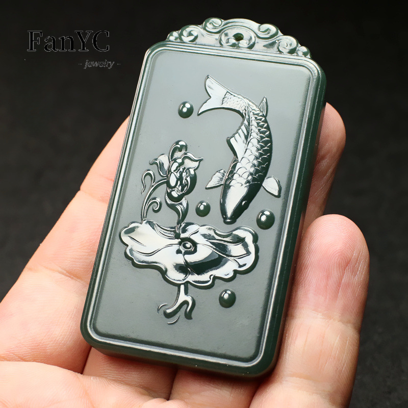 Natural Hetian Jade Qingyu Gua – Men'S Ethnic & Formal Designer Wear Studio S recenzja i cena