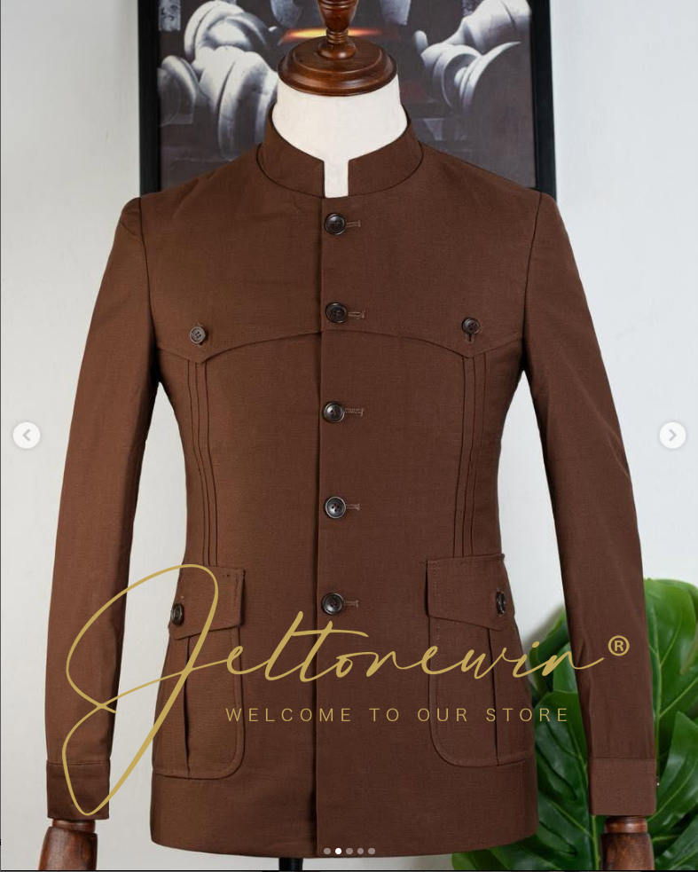 Men's Brown Two Piece Suit wit – Men Formal Wear Brown recenzja i cena