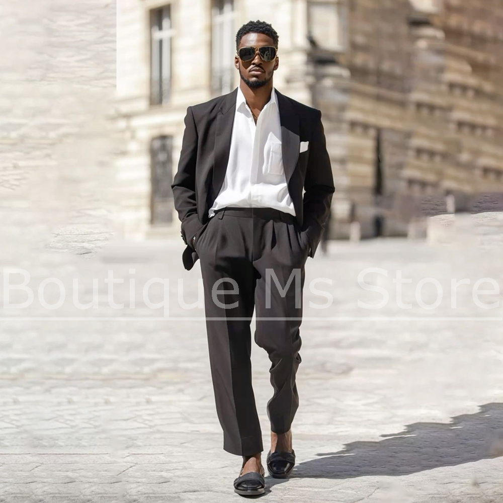 Dark Brown Men's Suit 2 Piece  – Men Formal Wear Brown recenzja i cena