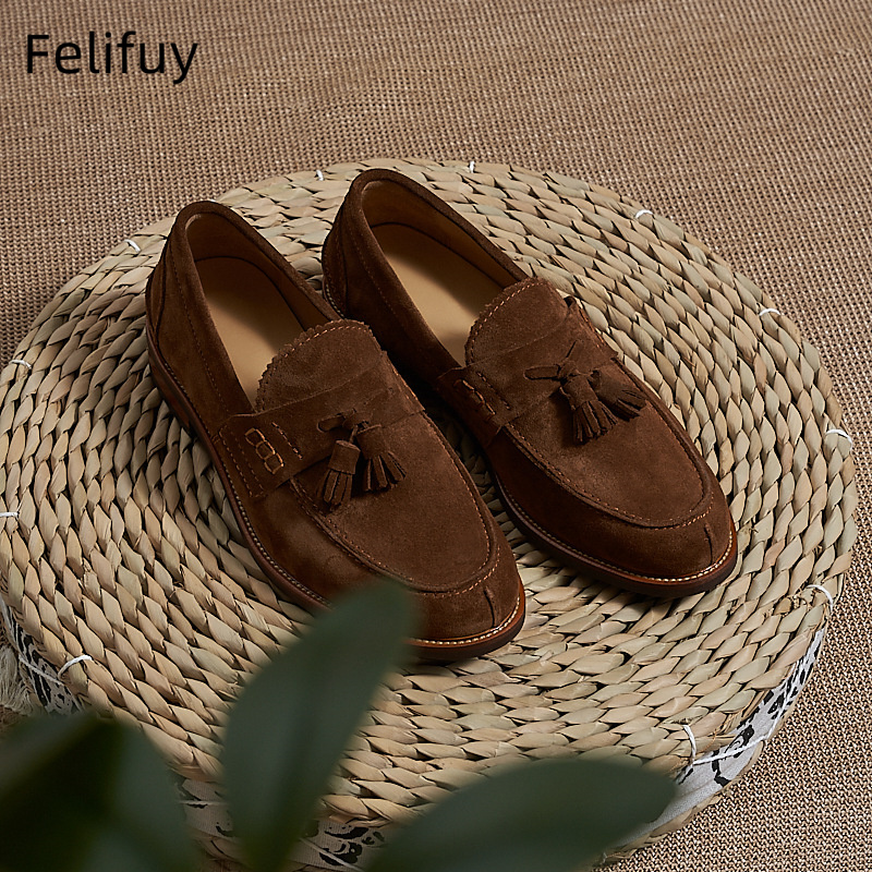 New Brown Men Flat Loafers Cow – Men Formal Wear Brown recenzja i cena