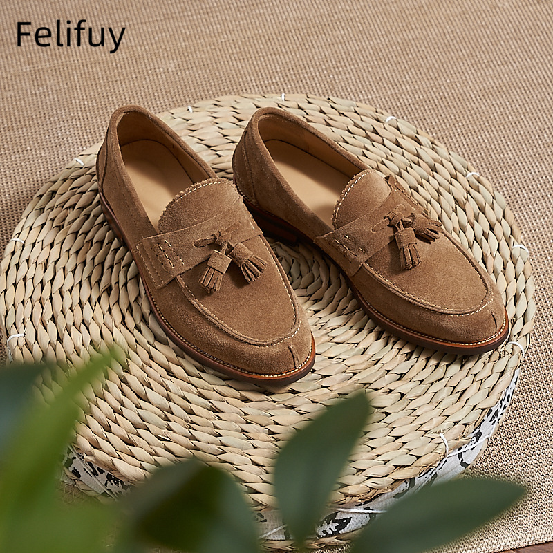 New Brown Men Flat Loafers Cow – Men Formal Wear Brown recenzja i cena