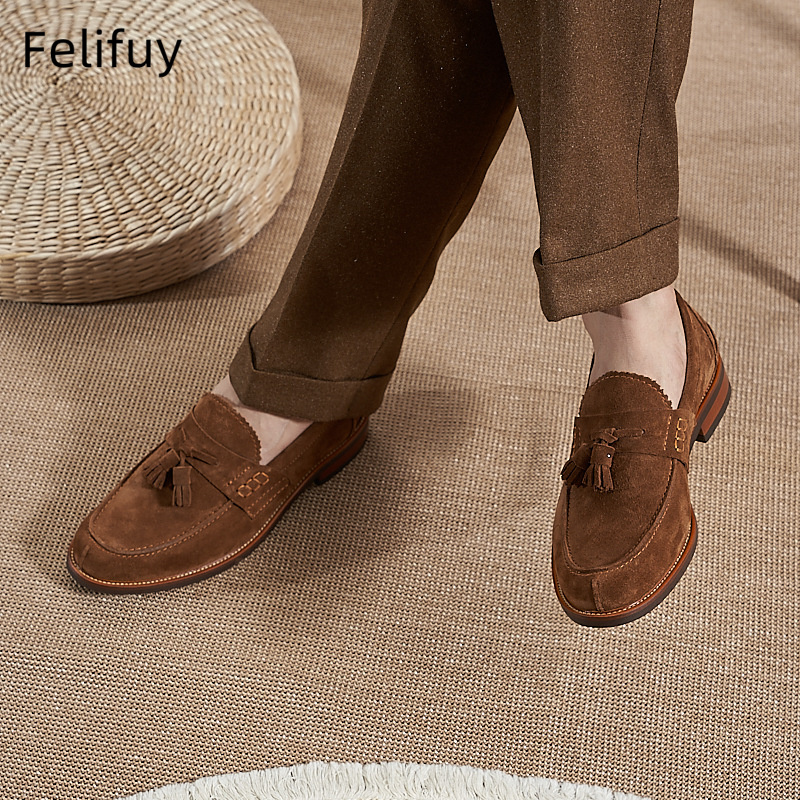 New Brown Men Flat Loafers Cow – Men Formal Wear Brown recenzja i cena