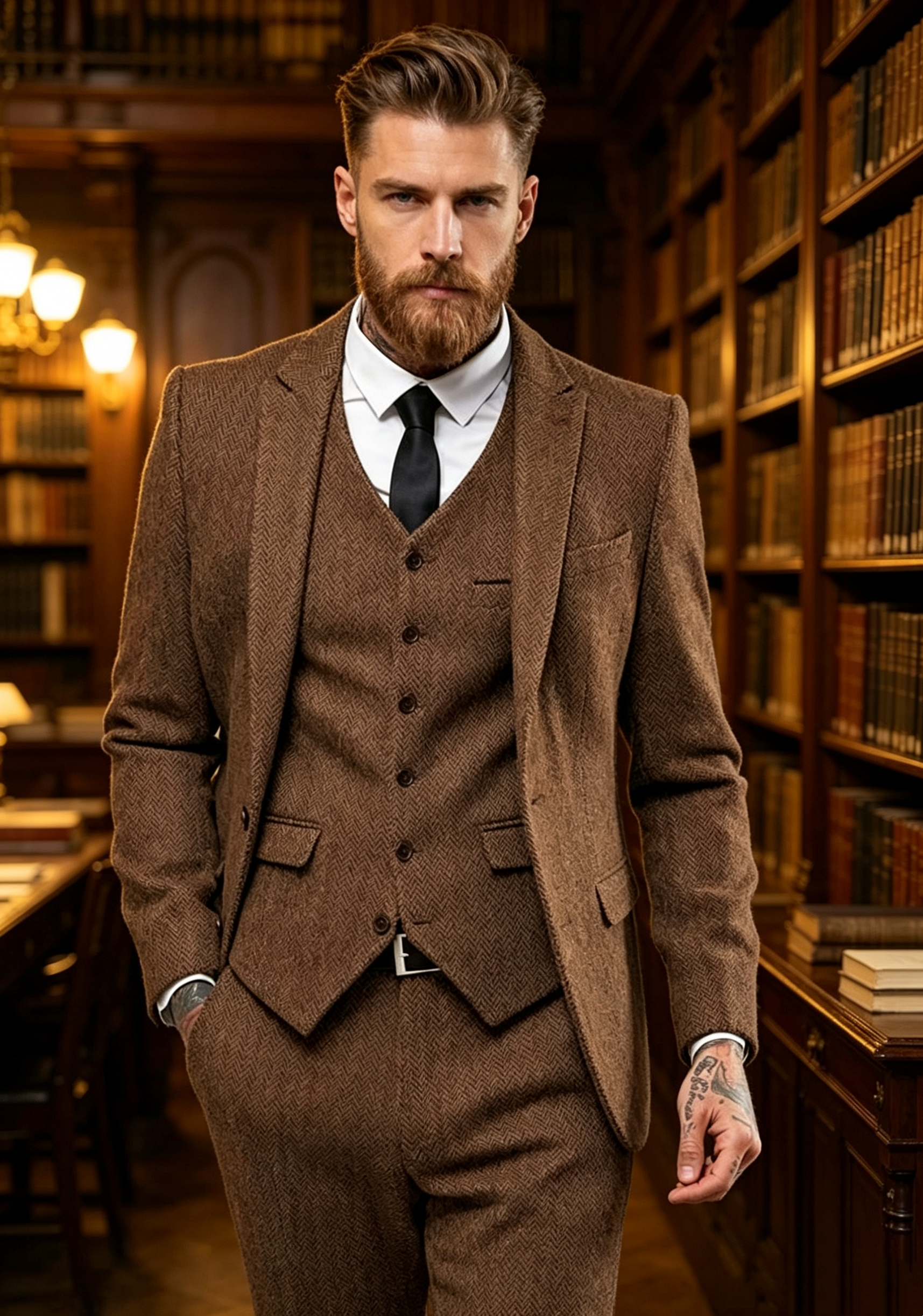 Dark Brown Wool Tweed Winter S – Men'S Formal Wear Accessories recenzja i cena