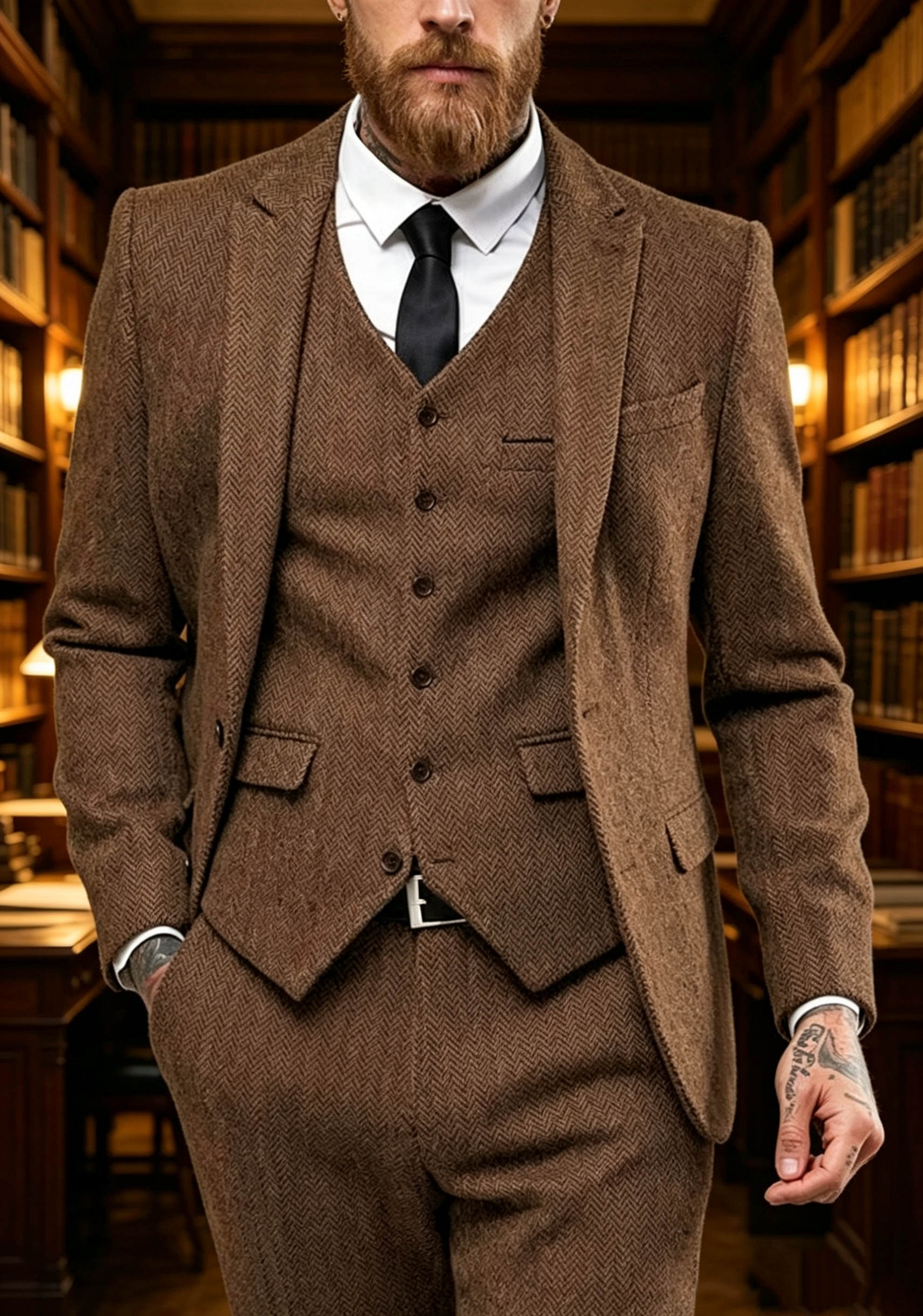 Dark Brown Wool Tweed Winter S – Men'S Formal Wear Accessories recenzja i cena