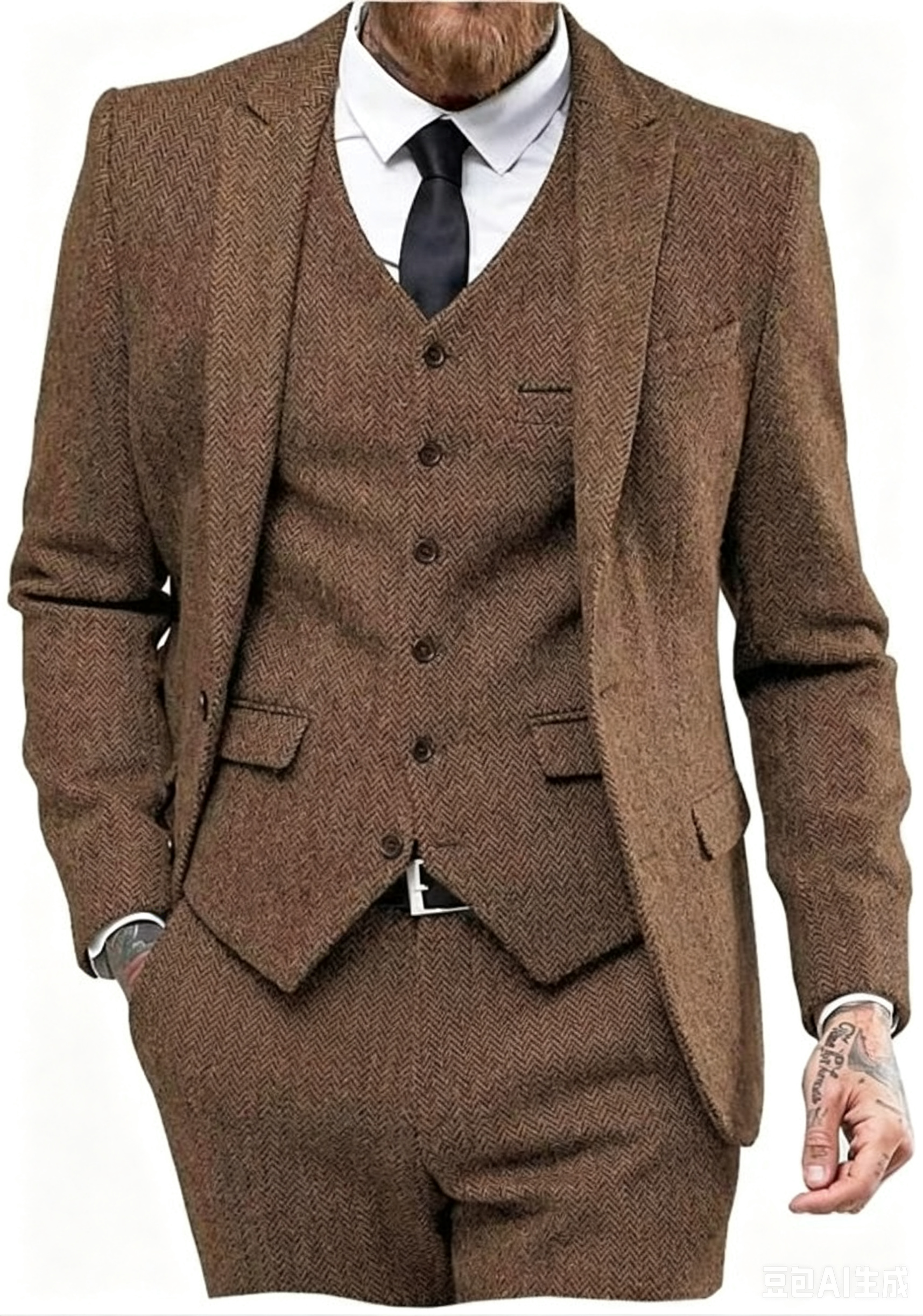 Dark Brown Wool Tweed Winter S – Men'S Formal Wear Accessories recenzja i cena