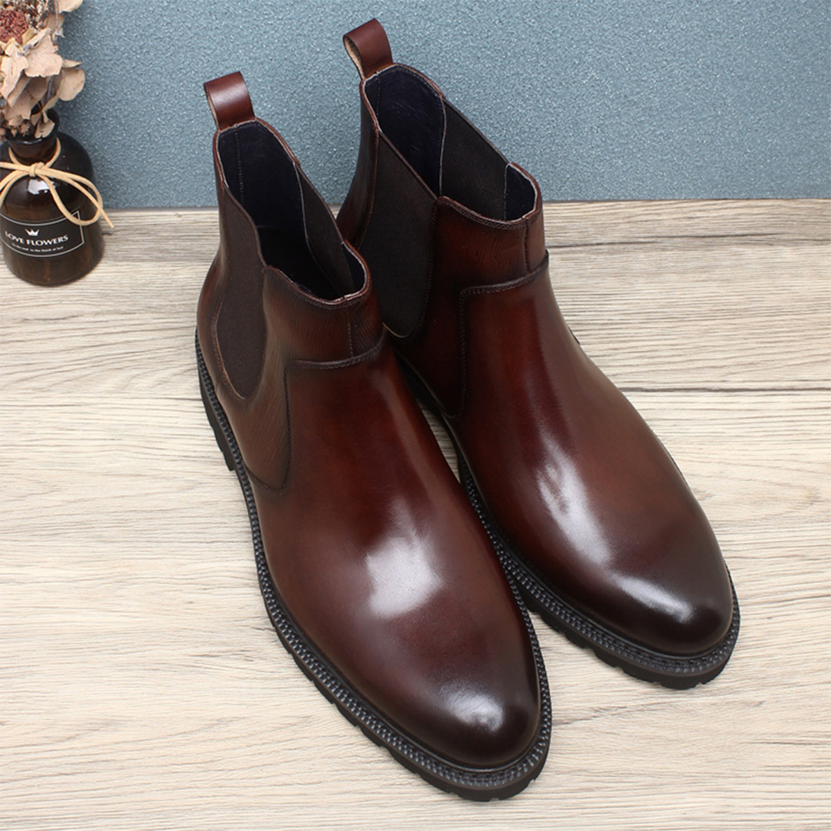 Men's Brown Leather Chelsea An – Men'S Formal Wear In Winter recenzja i cena