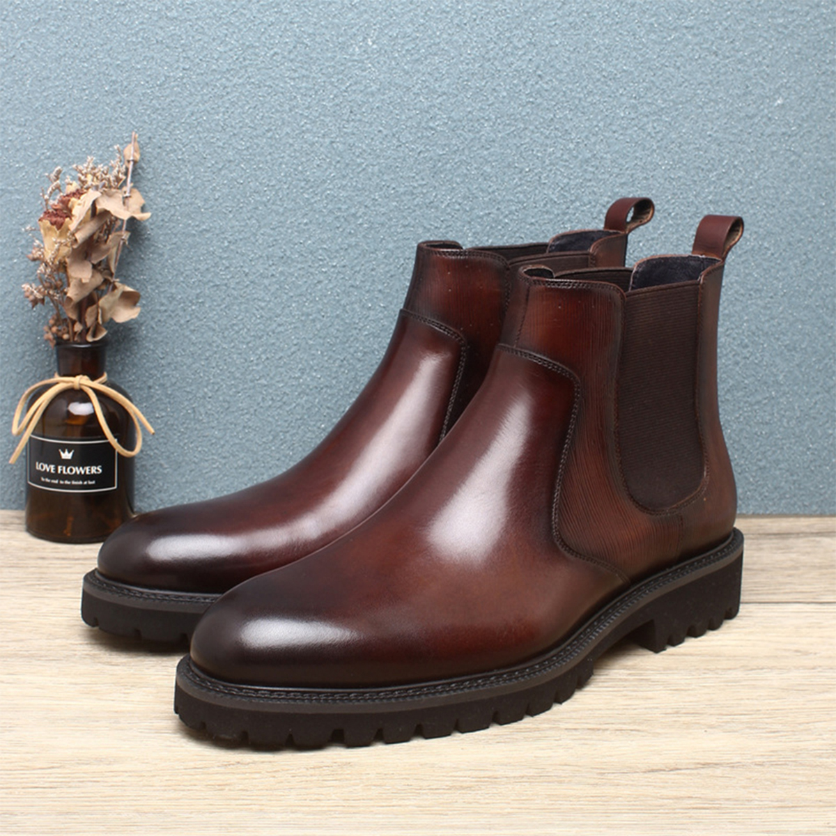 Men's Brown Leather Chelsea An – Men'S Formal Wear In Winter recenzja i cena