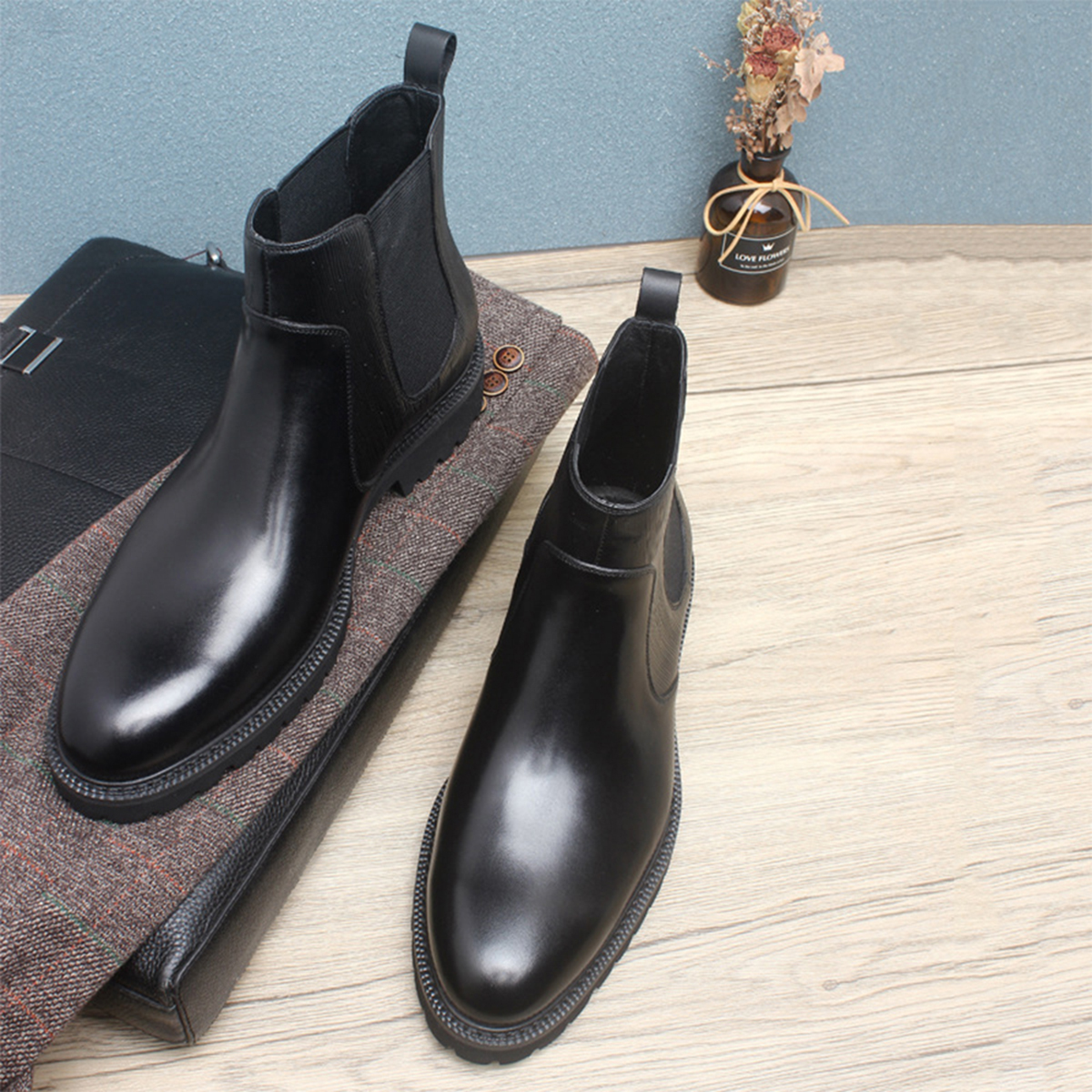 Men's Brown Leather Chelsea An – Men'S Formal Wear In Winter recenzja i cena