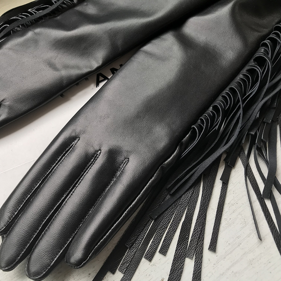 Women's Long Gloves Fringe Tas – Formal Glove Leather recenzja i cena