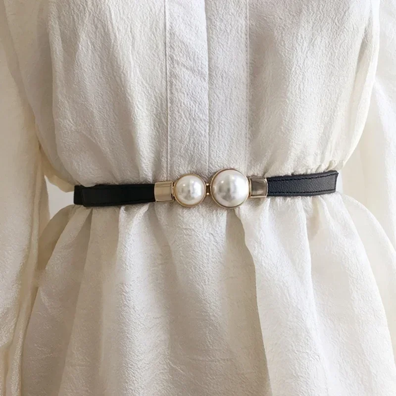 Women's Belt Creative Double P – Formal Belt Leather Thin recenzja i cena